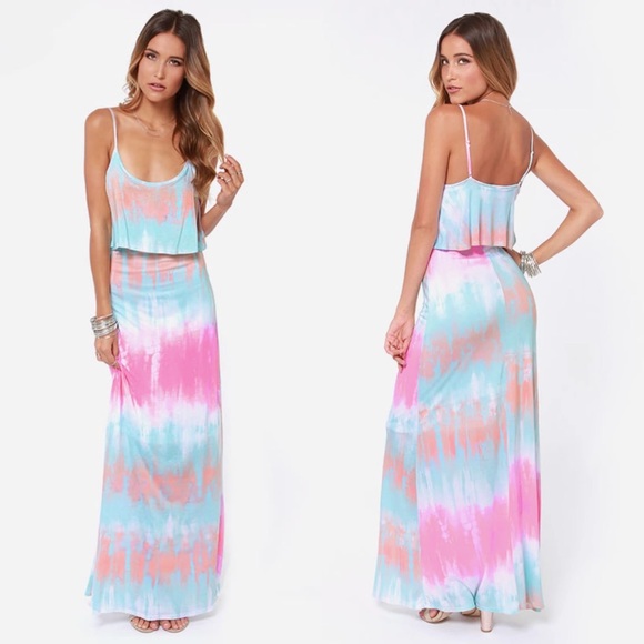 Lulus Dresses & Skirts - Lulus | Never Say Tie-Dye Blue Maxi Dress